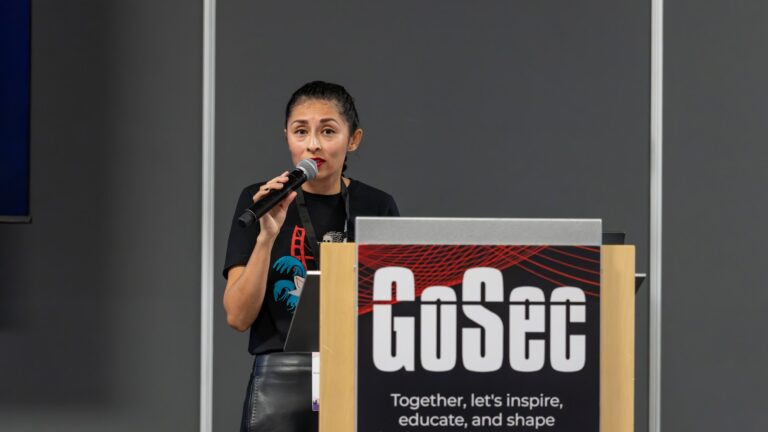 Brooke Schärli, Alex Schärli on stage at GoSec 2026