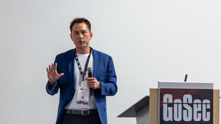 David Boewer on stage at GoSec 2026