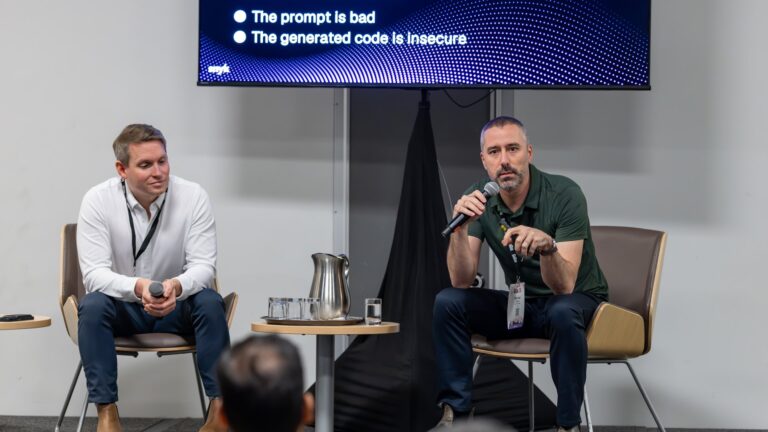Michael Biocchi, Matt Bartley on stage at GoSec 2026