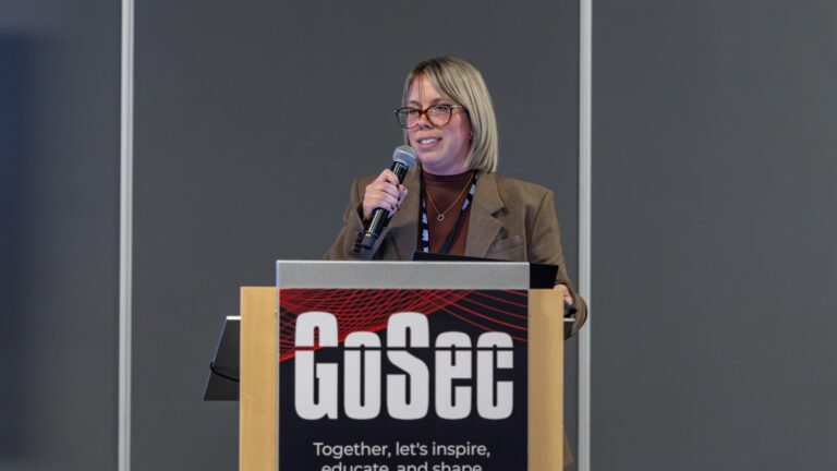 Milie Perreault-Favreau on stage at GoSec 2026